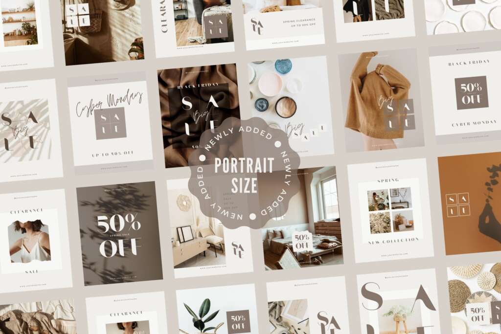 Instagram Template Canva - Elegant Minimum Sales Promotion Organic Post Story Portrait Creator Retail, Boutique, Blogger