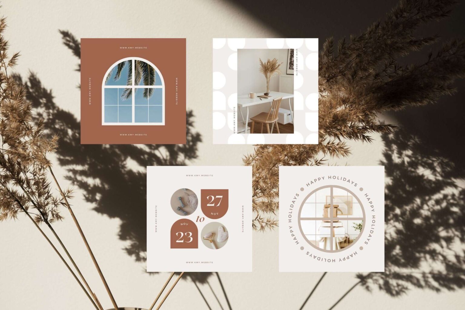 Instagram Template Canva Post Shadow – Editable Clean Design Social ...