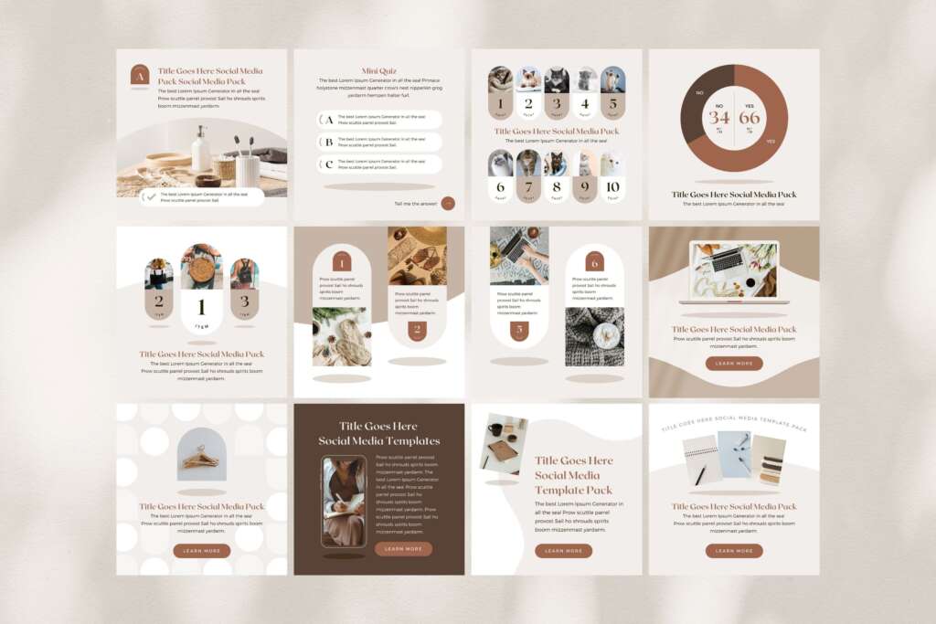 Instagram Templates Canva - Editable Clean Design Social Media Pack