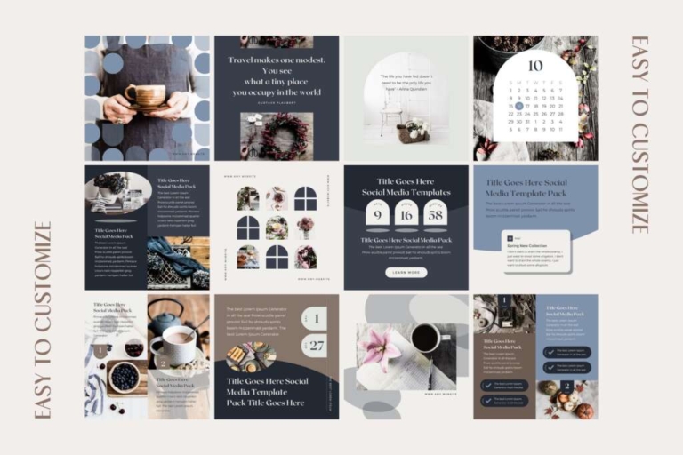 Instagram Template Canva Post Shadow – Editable Clean Design Social ...