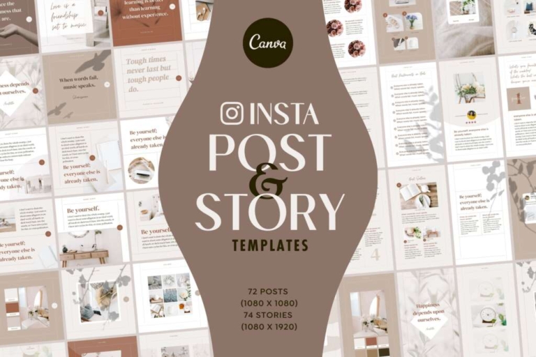 Instagram Template Canva Post Story – Minimum Carousel Social Media ...