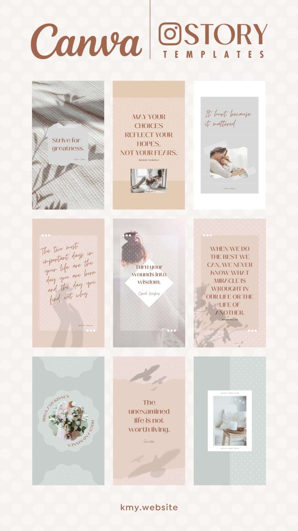 Instagram Story Templates Canva Dot – Editable Pink Beige Social Media ...