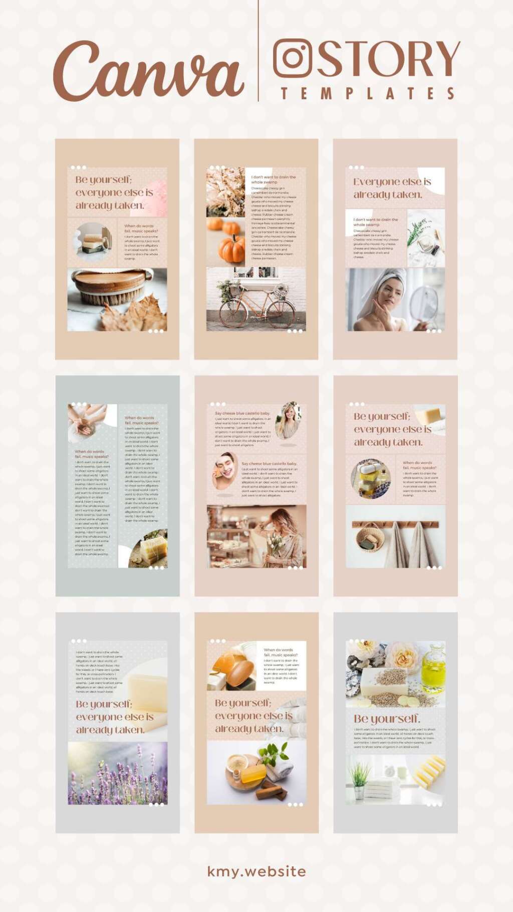 Instagram Story Templates Canva Dot – Editable Pink Beige Social Media ...