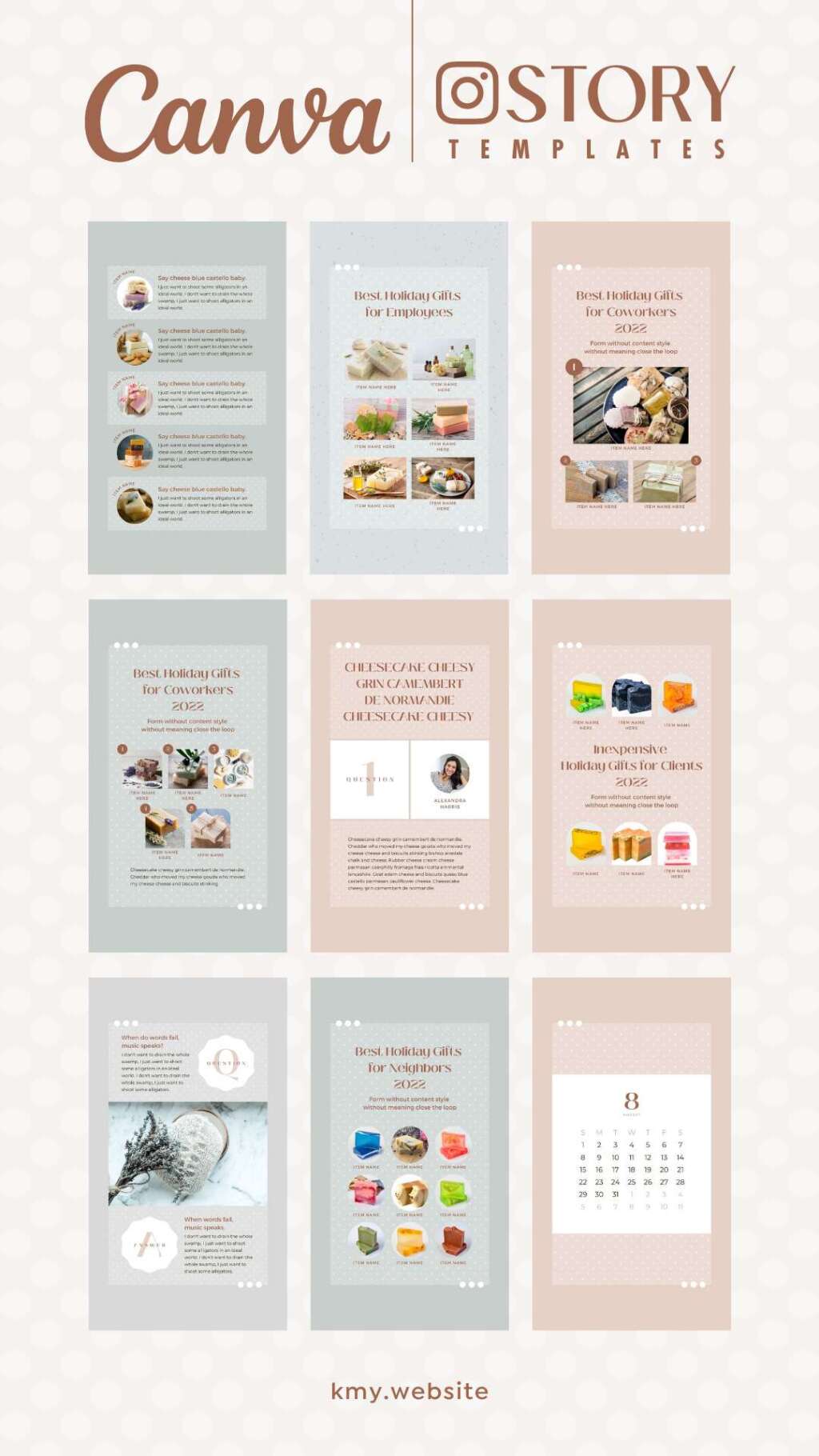 Instagram Story Templates Canva Dot – Editable Pink Beige Social Media ...