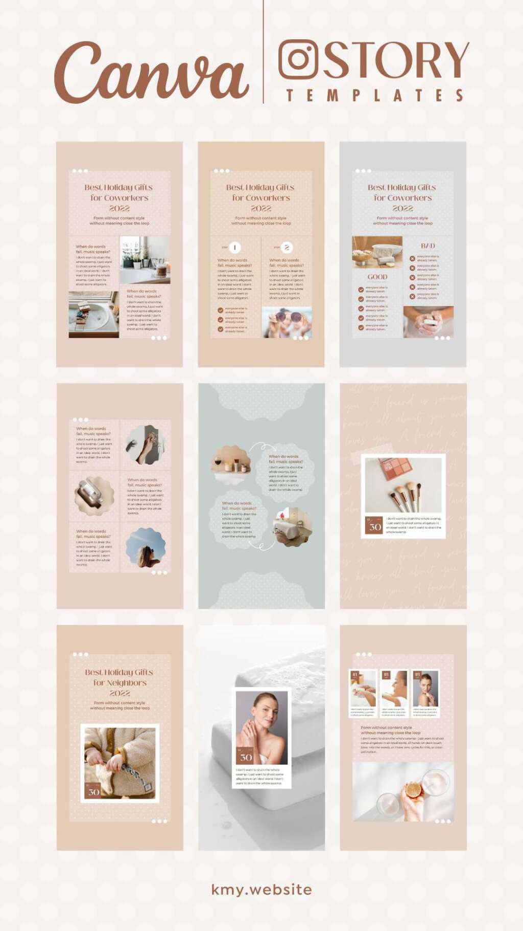 Instagram Story Templates Canva Dot – Editable Pink Beige Social Media ...