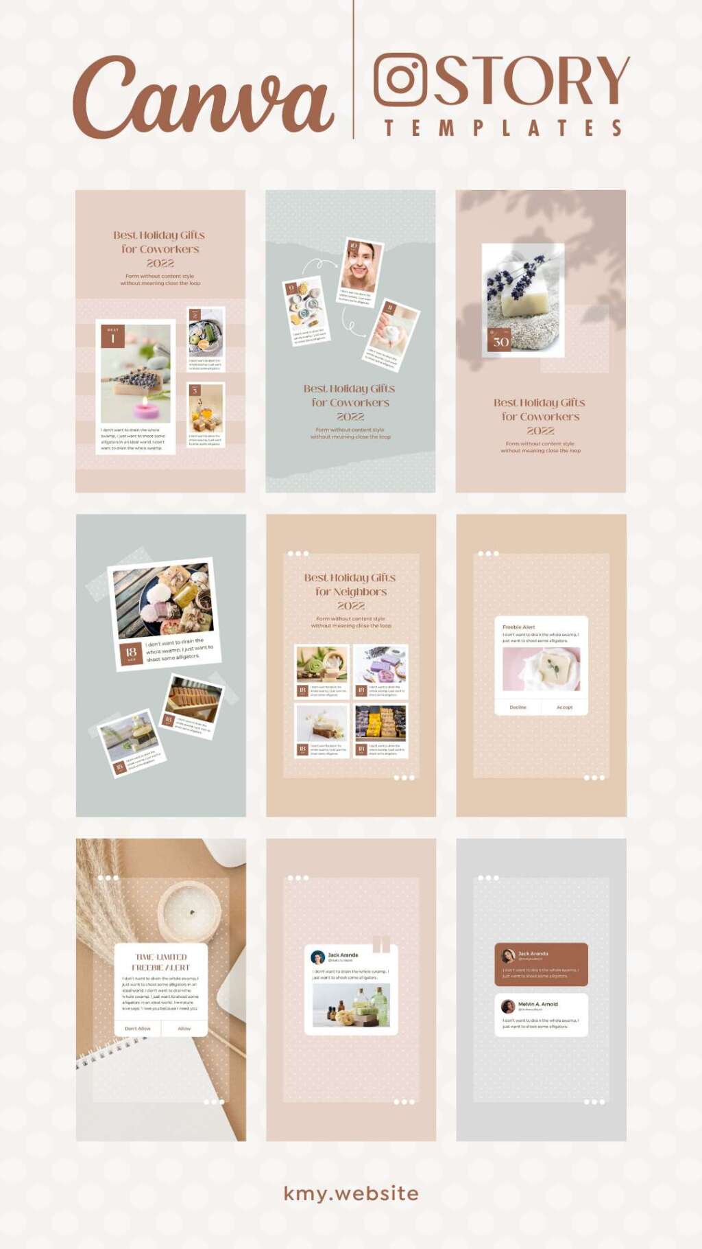 Instagram Story Templates Canva Dot – Editable Pink Beige Social Media ...