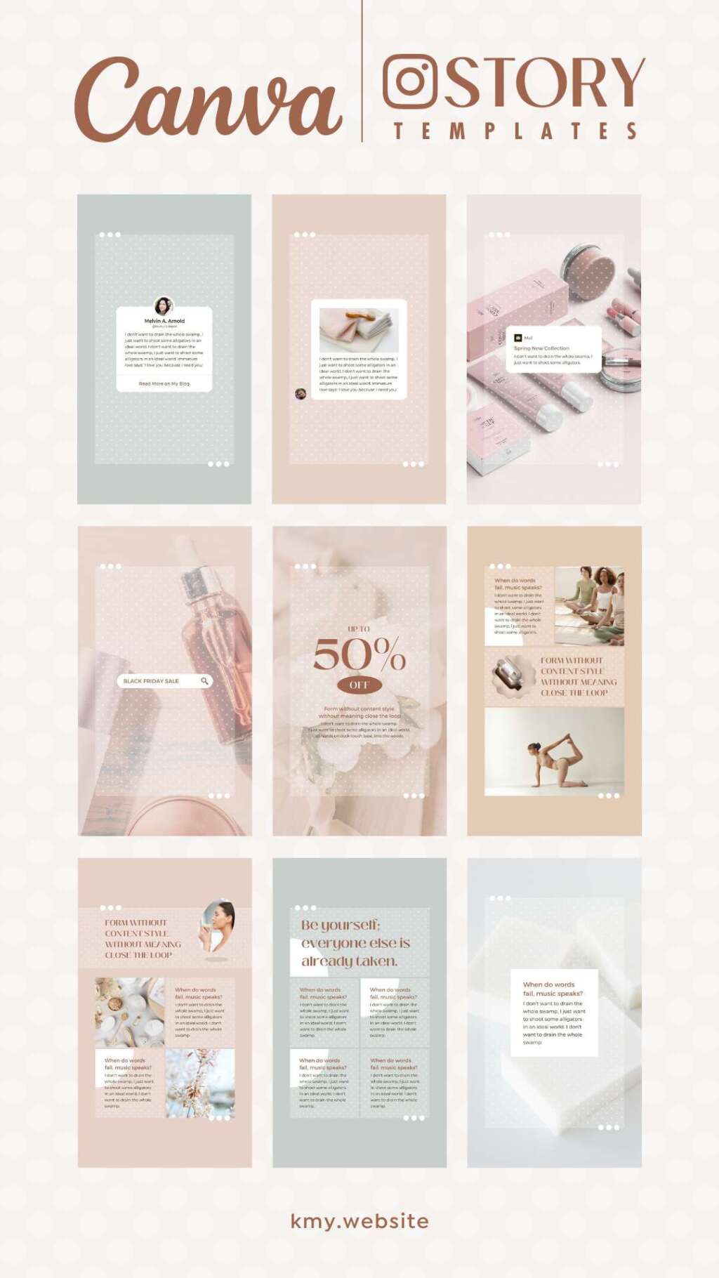 Instagram Story Templates Canva Dot – Editable Pink Beige Social Media ...