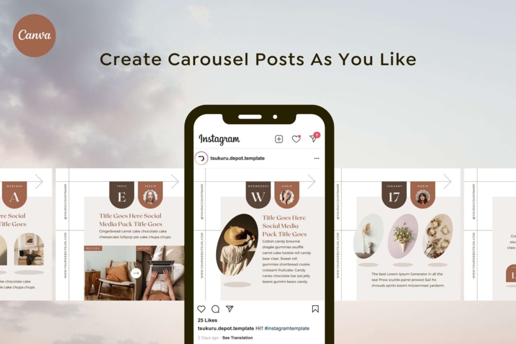 Instagram Template Canva Carousel Post Shadow B - Clean Minimum Animated IG Social Media Pack
