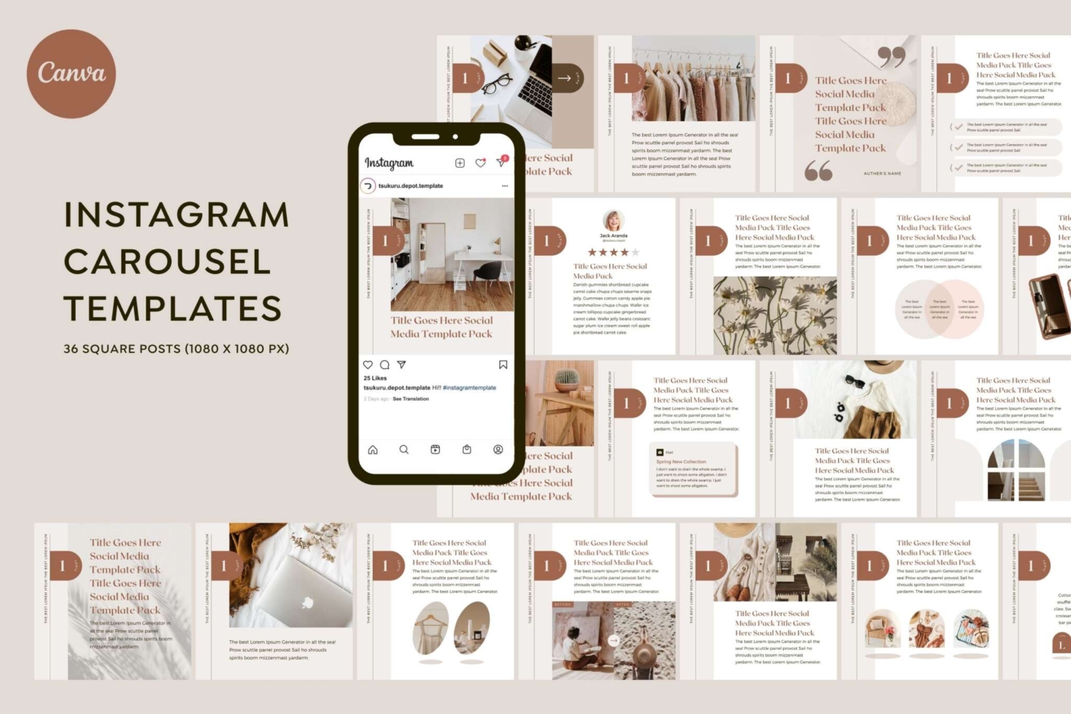 Instagram Template Canva Carousel Post Shadow A – Clean Minimum ...