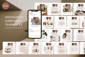 Instagram Template Canva Carousel Post Shadow B - Clean Minimum Animated IG Social Media Pack