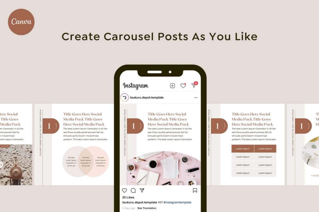 Instagram Template Canva Carousel Post Shadow A - Clean Minimum Animated IG Social Media Pack