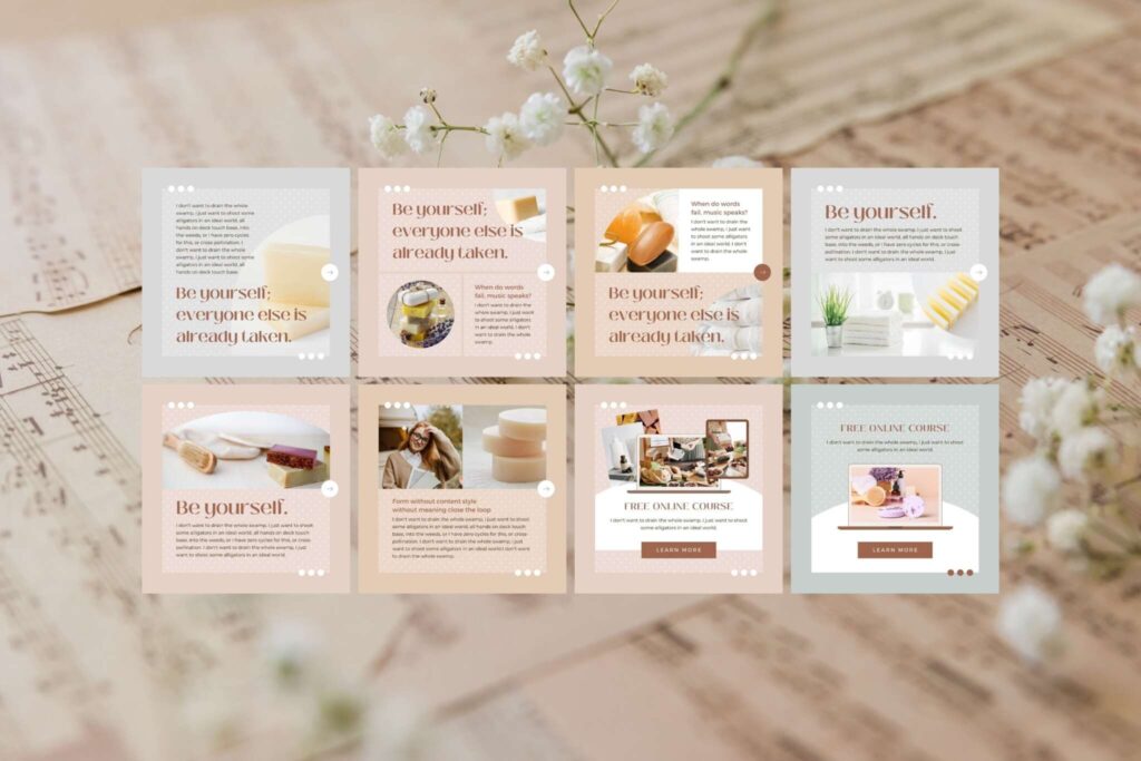 Instagram Template Canva Post Dot - Social Media Branding Carousel Creator Pack, Quotes, Notification, CTA