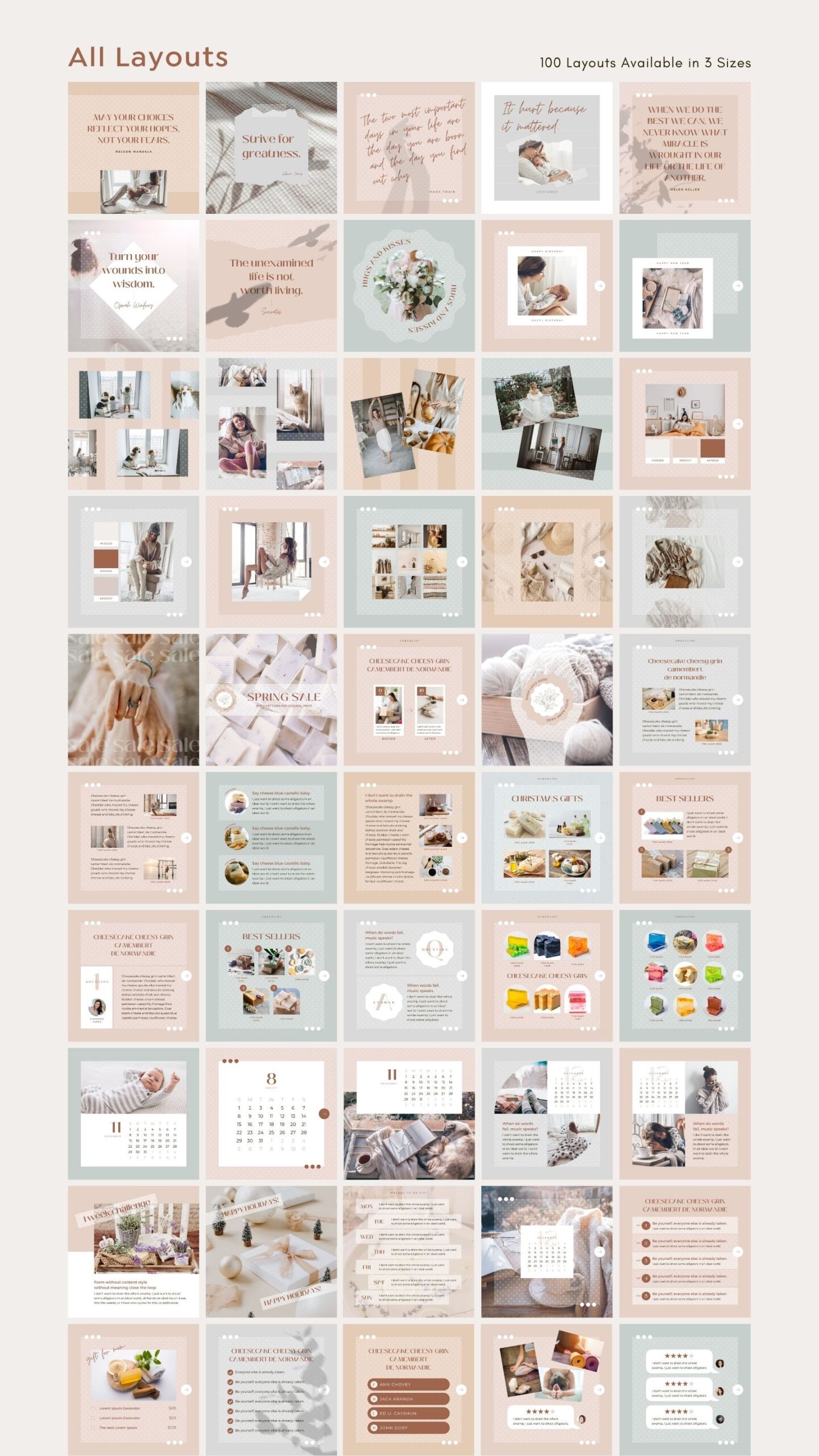 Instagram Template Canva Post Dot - Social Media Branding Carousel Creator Pack, Quotes, Notification, CTA