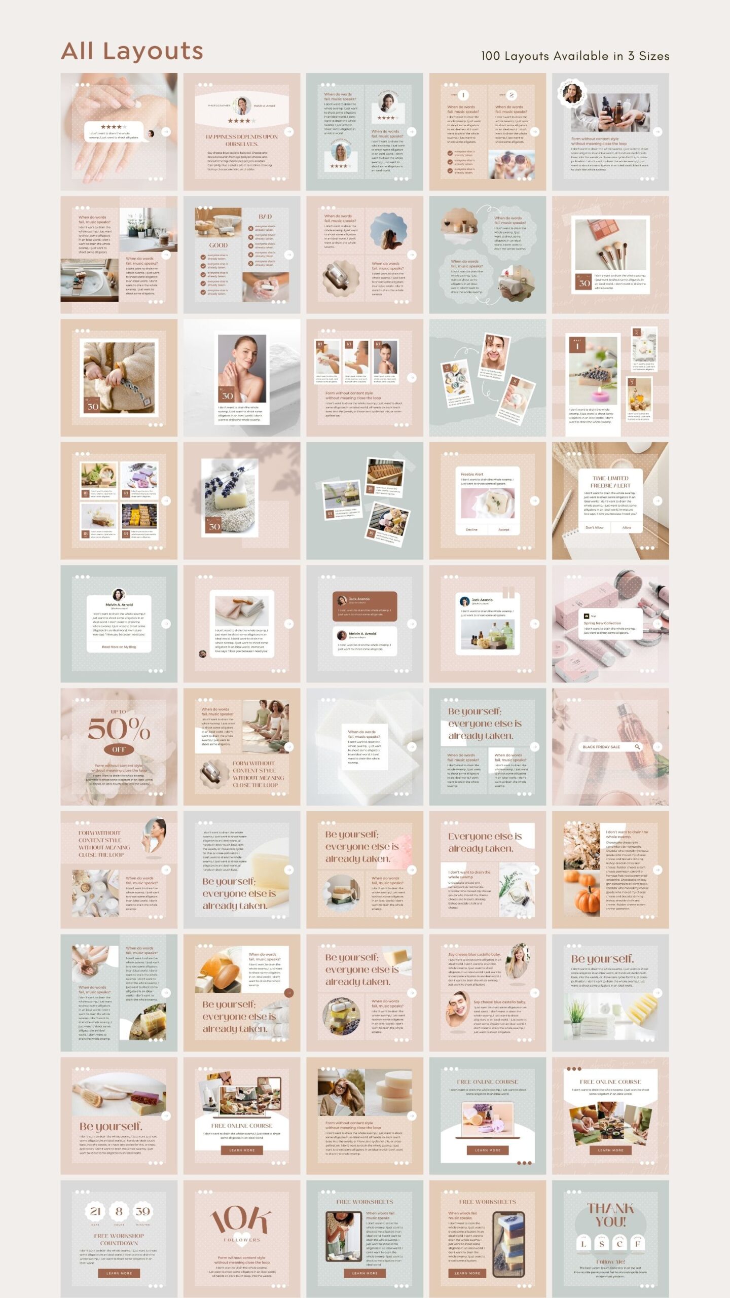 Instagram Template Canva Post Dot - Social Media Branding Carousel Creator Pack, Quotes, Notification, CTA