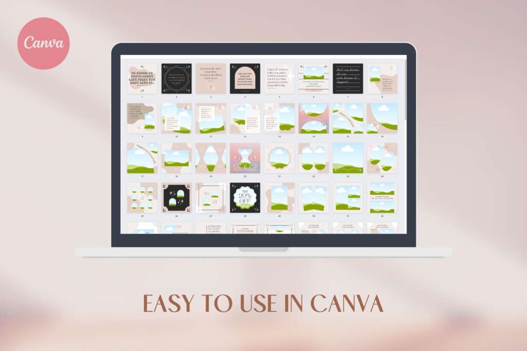 Instagram Template Canva Post Shine - Clean Minimum Carousel IG Social Media Pack - Quotes, Notification, CTA
