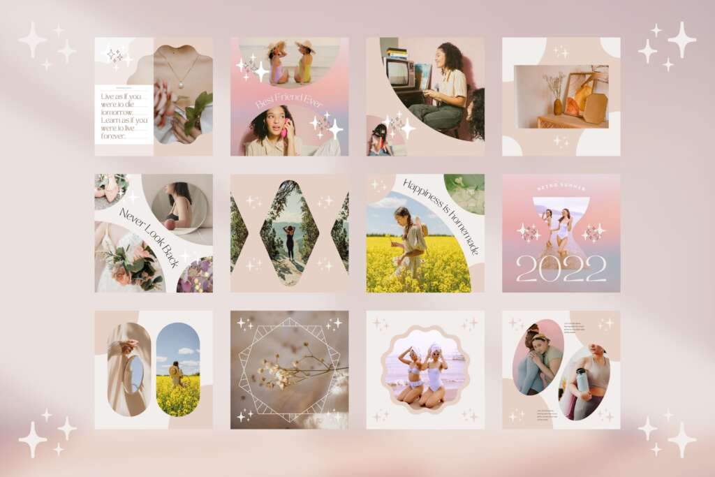 Instagram Template Canva Post Shine - Clean Minimum Carousel IG Social Media Pack - Quotes, Notification, CTA
