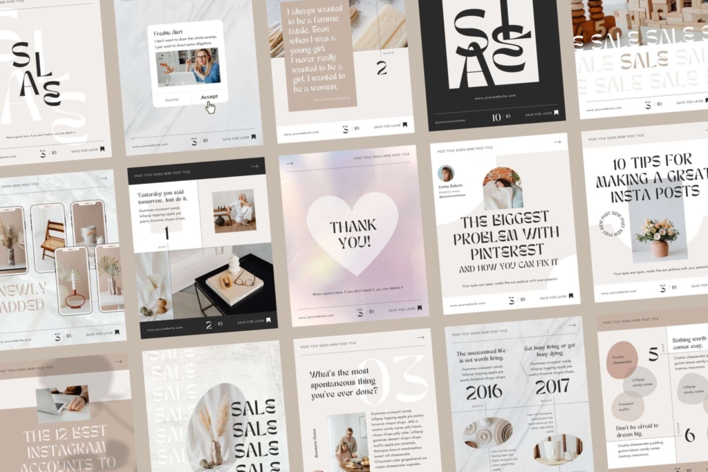 300 Instagram Template Canva Post Story Luxe - Carousel Animated Social Media Cover Pack - Quotes, Notification, CTA