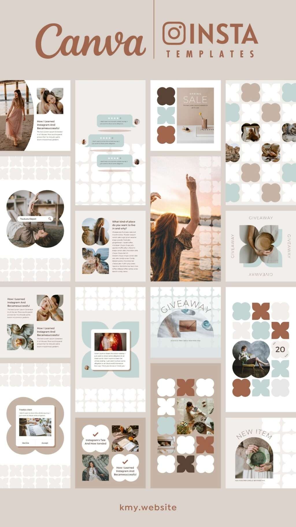 Instagram Template Canva Post Story Mint – Reel Cover Carousel Animated ...