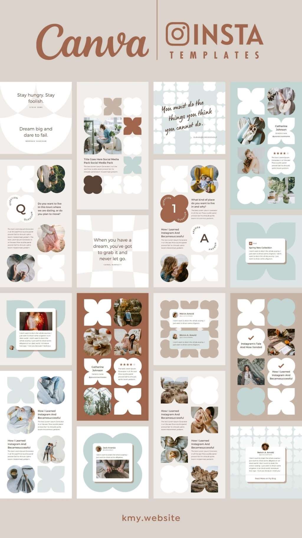 Instagram Template Canva Post Story Mint – Reel Cover Carousel Animated ...