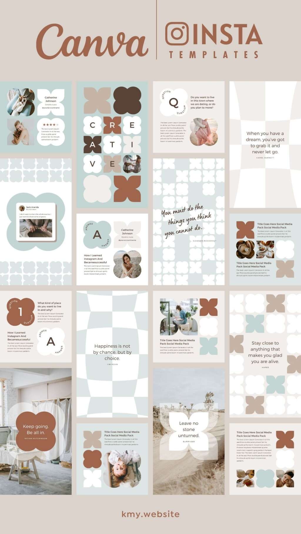 Instagram Template Canva Post Story Mint – Reel Cover Carousel Animated ...