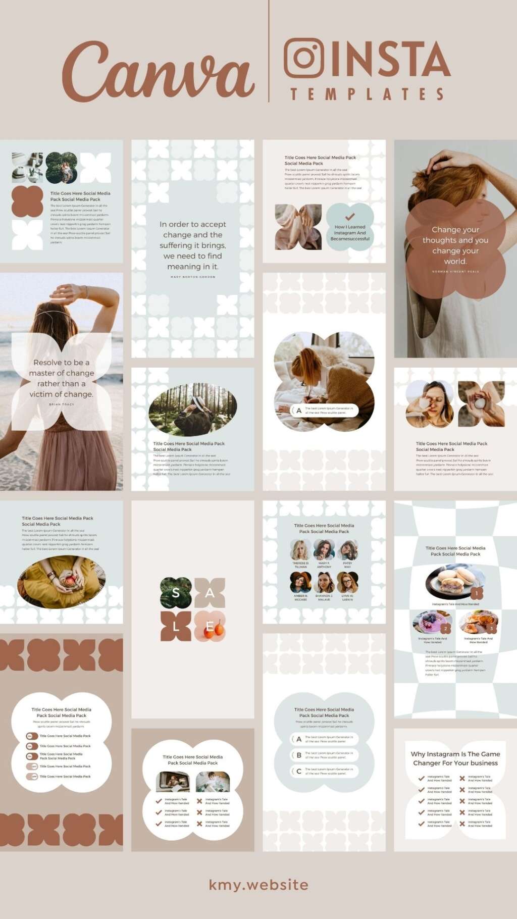 Instagram Template Canva Post Story Mint – Reel Cover Carousel Animated ...