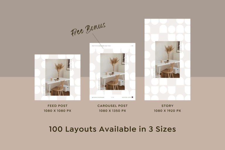300 Instagram Templates Canva Post Story Shadow | つくるデポ