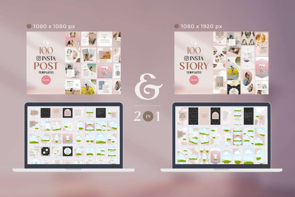 Instagram Template Canva Post Story Shine - Reel Shorts Carousel Animated Social Media Pack - Quotes, Notification, CTA