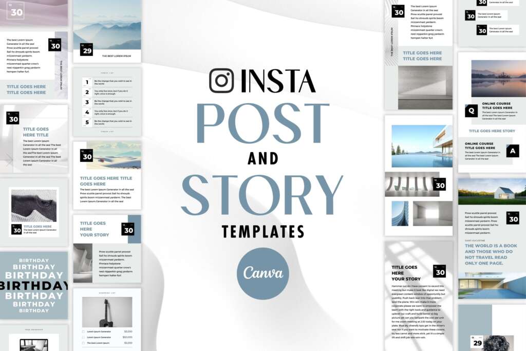 Instagram Template Canva Post Story Zen - Clean Minimum Business Animated Social Media Bundle
