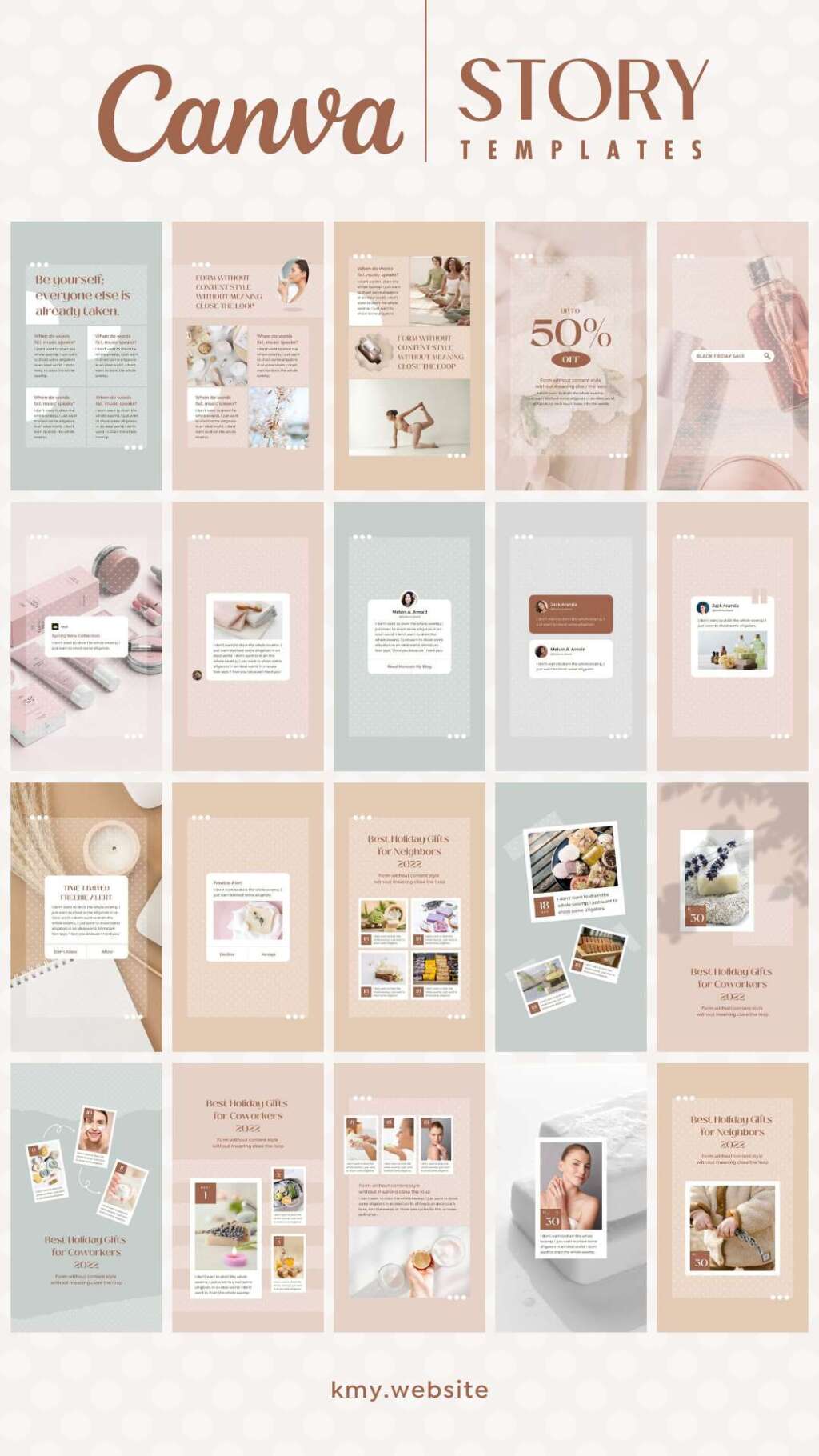 Instagram Story Templates Canva Dot – Editable Pink Beige Social Media ...