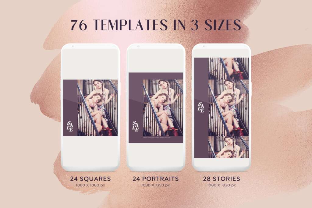 Instagram Template Canva Post Story Portrait - Elegant Minimum Boho Sales Promotion Social Media IG Pack