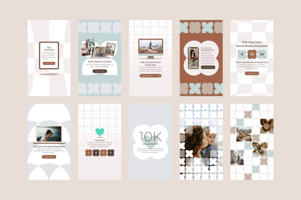 Instagram Template Canva Story Mint - Modern Retro Social Media Branding Animated Pack - Quotes, Notification, CTA