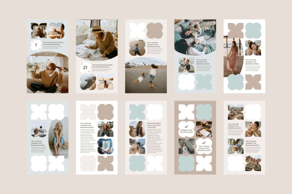 Instagram Template Canva Story Mint - Modern Retro Social Media Branding Animated Pack - Quotes, Notification, CTA