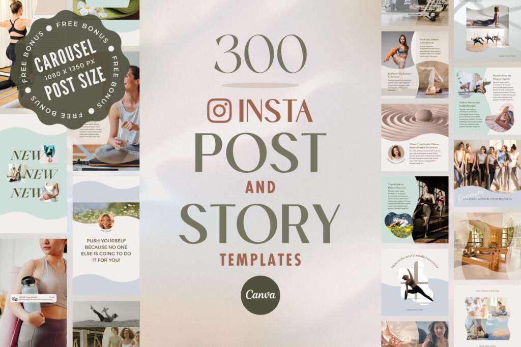 300 Canva Instagram Templates Post Story Yoga