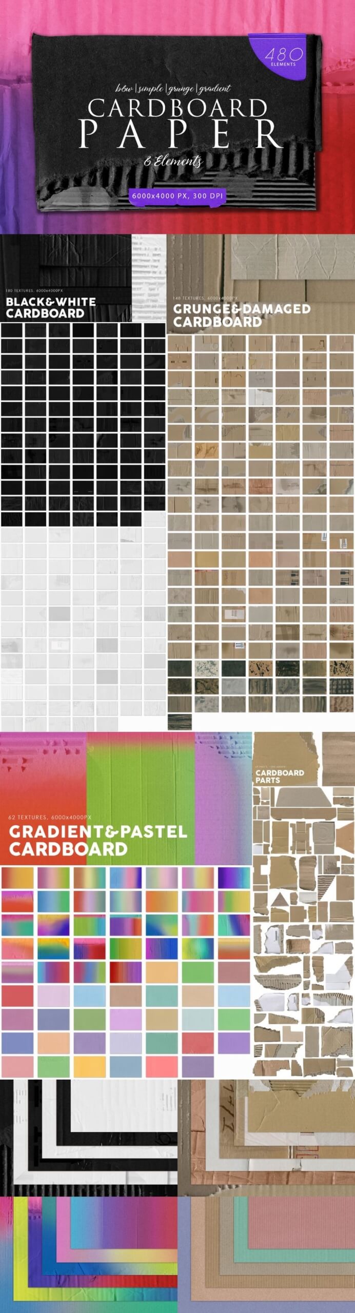 480 Various Cardboard Paper Textures