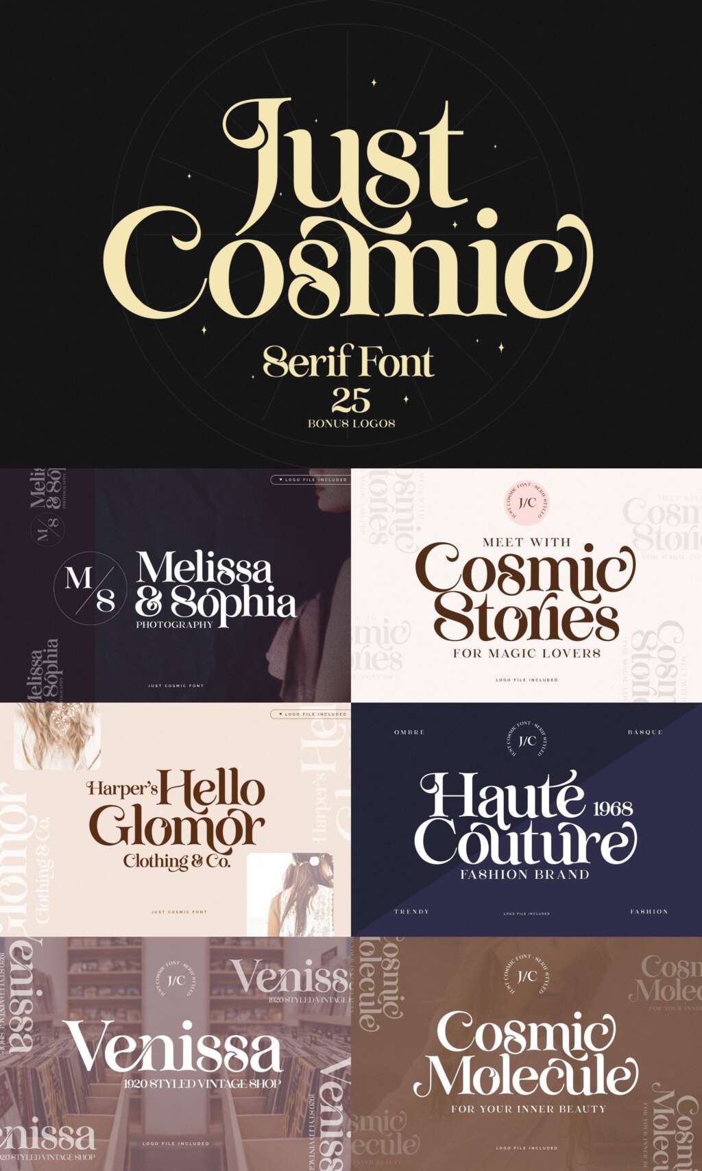 Just Cosmic Font + Logos
