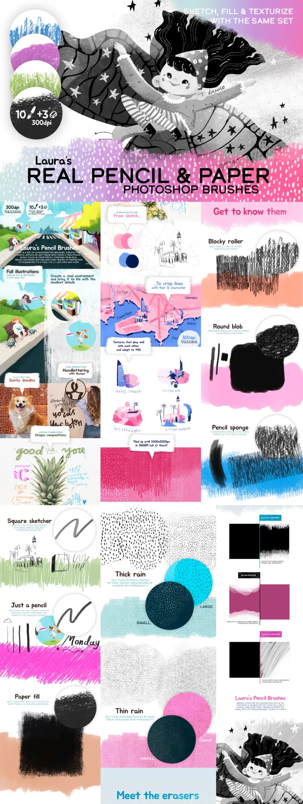 Laura’s Real Pencil And Paper Photoshop Brushes