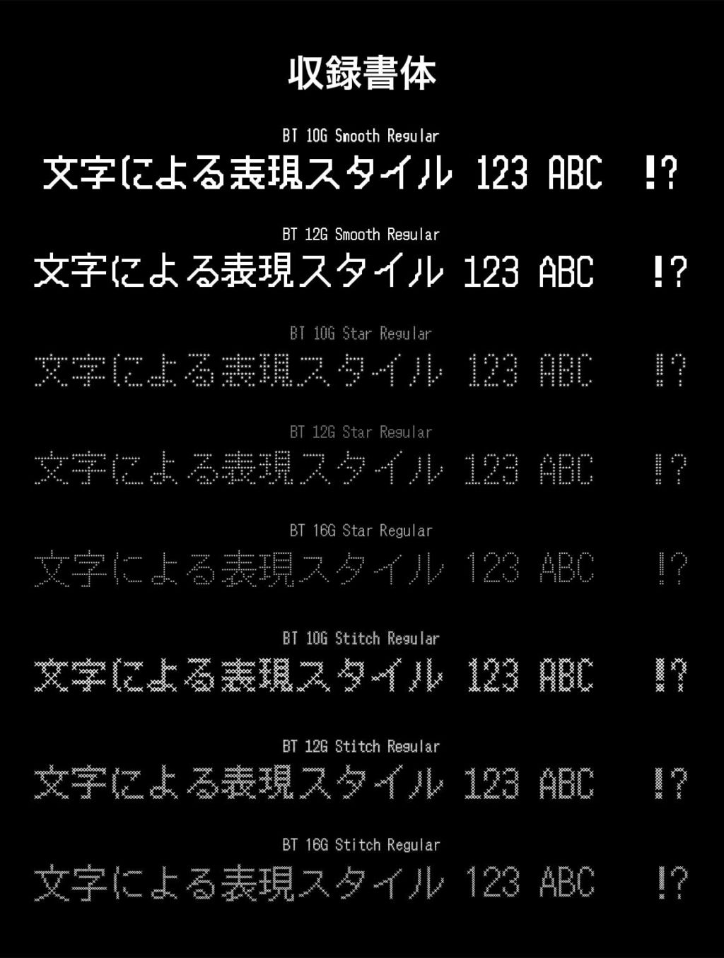 デザイン豊富なドットフォントセレクション