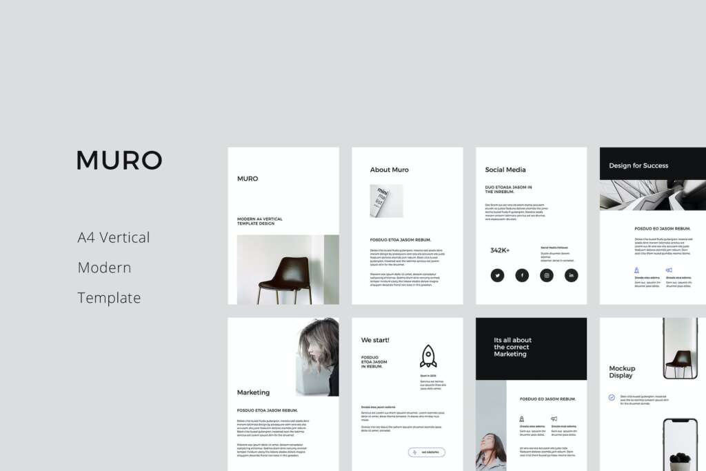 MURO - Keynote Modern A4 Vertical Template

