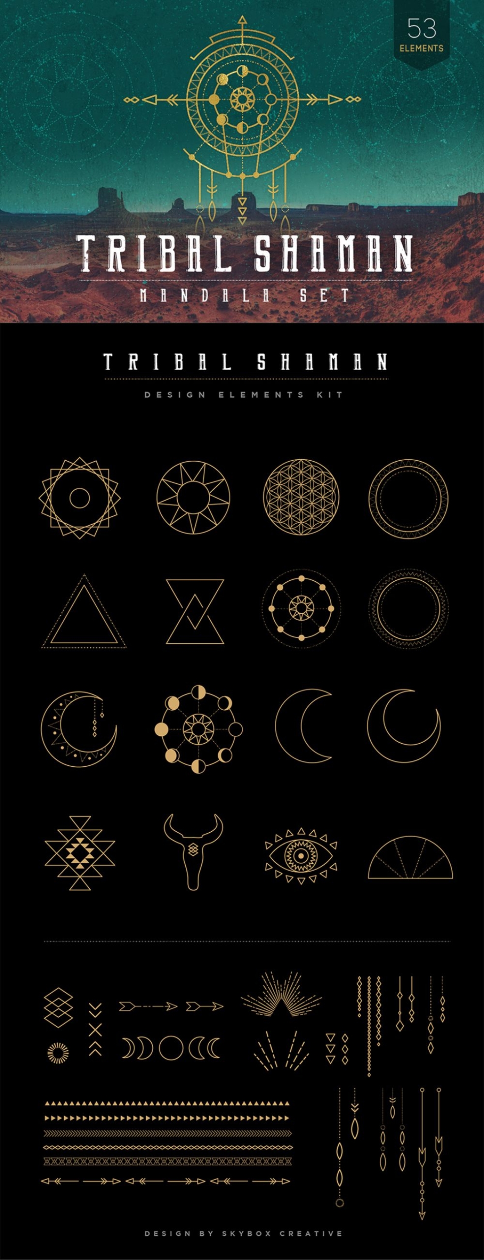 Mandala Set Tribal Elements & Shaman