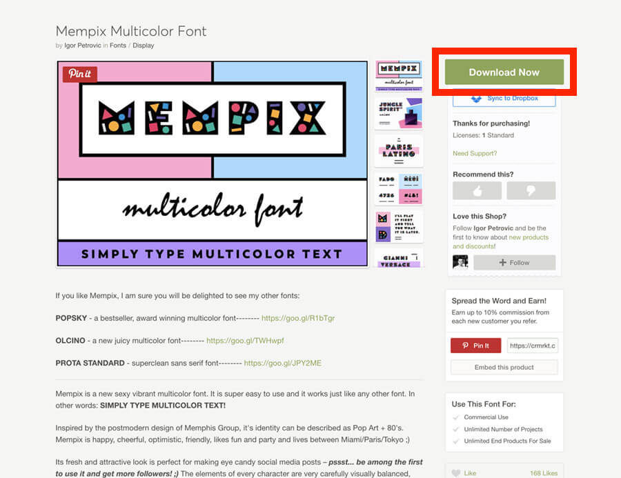 Mempix Multicolor Fontのダウンロード方法