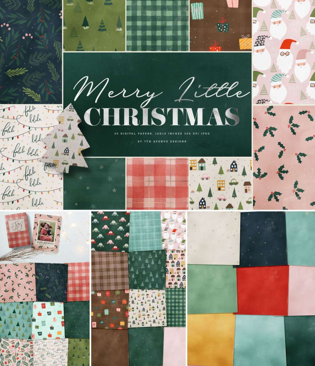 Merry Little Christmas Digital Paper