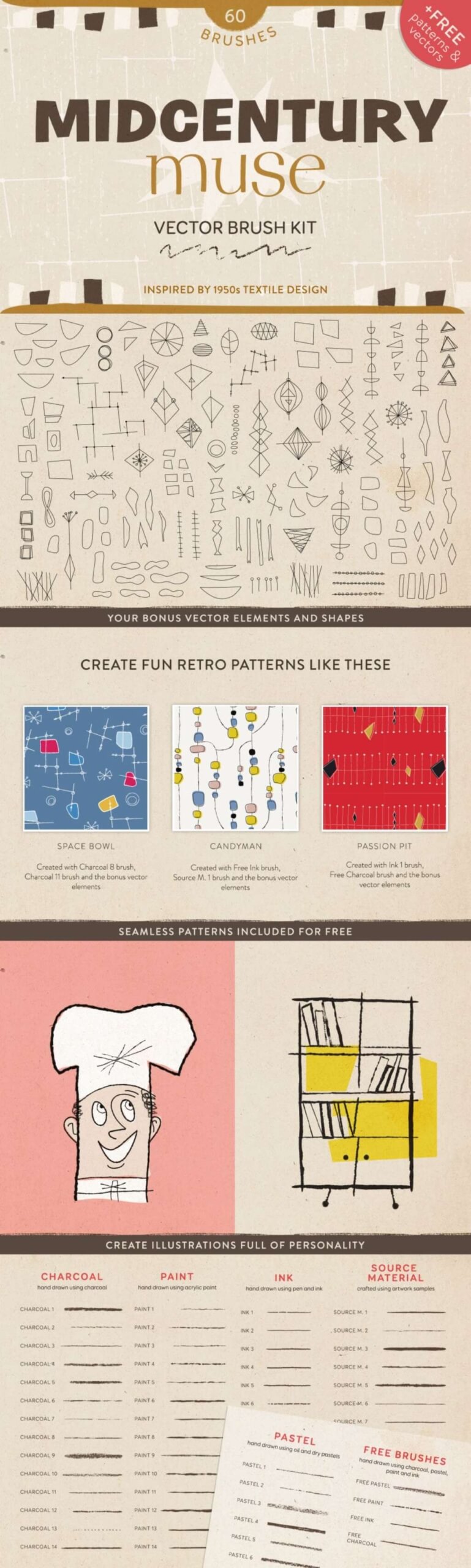 Midcentury Muse Hand Drawn Brush Kit