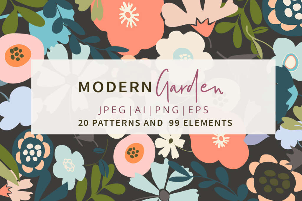 Modern Garden Flower Patterns & Artboards
