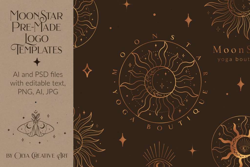 Mystic Sun Moon Logo Templates Kit