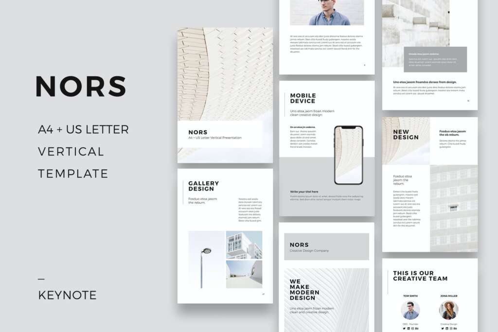 NORS A4 US Letter Vertical Keynote Template

