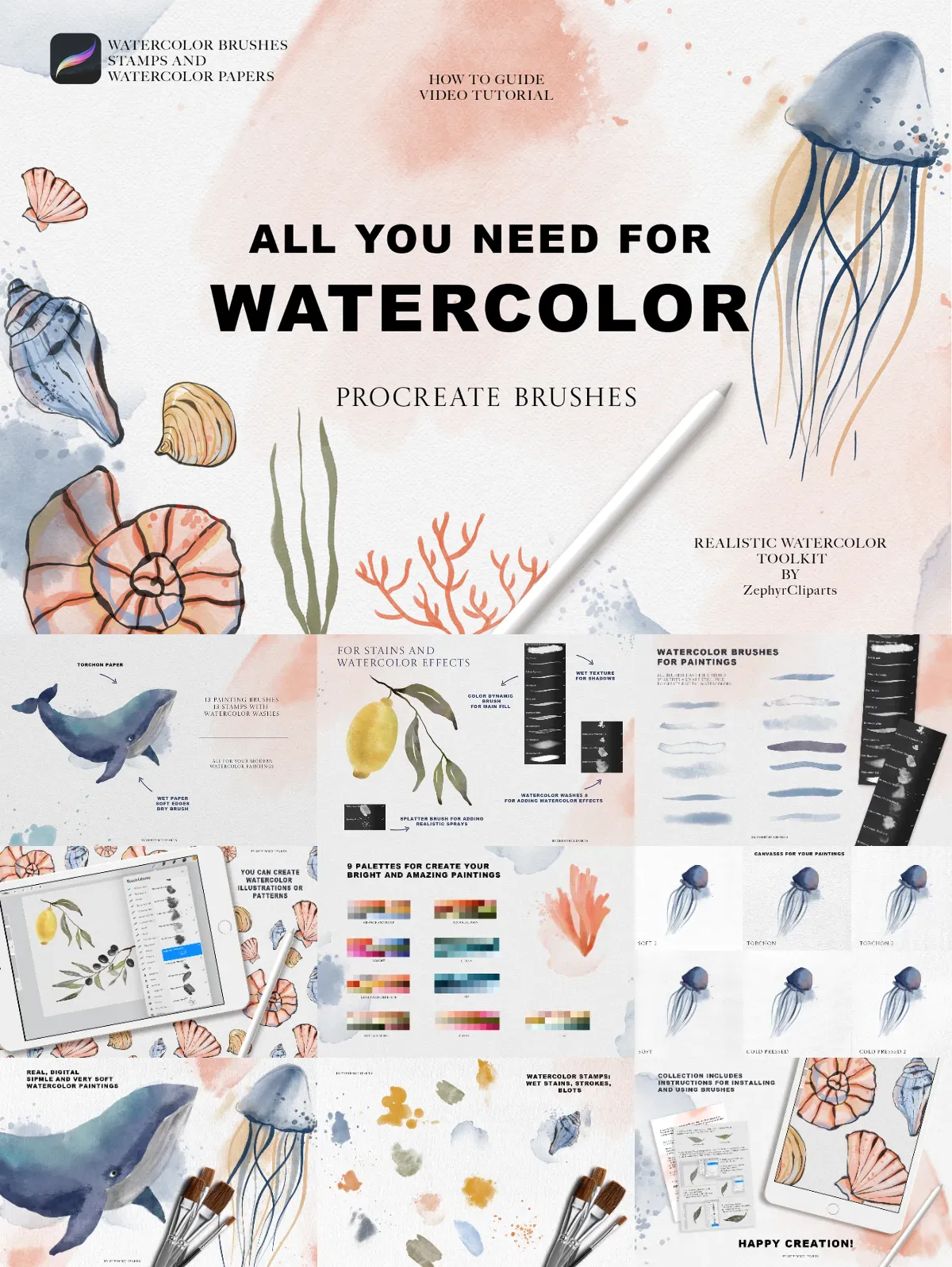New Watercolor Brushes for Procreate