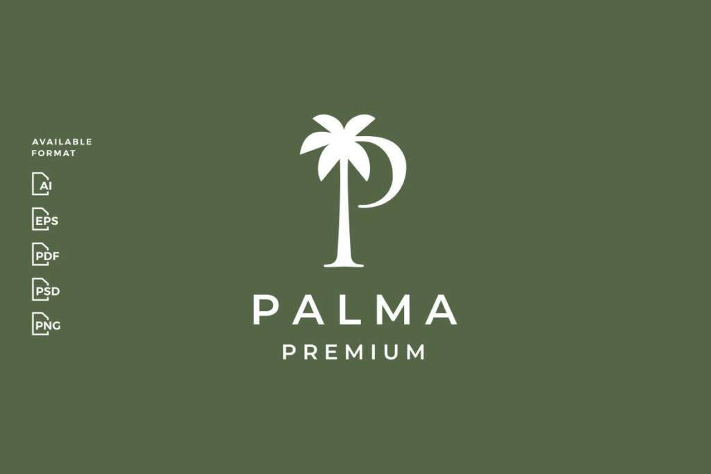 P Letter Mark Palm Tree Logo
