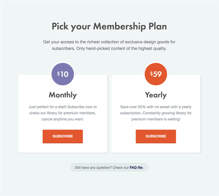 Pick your Membership Plan