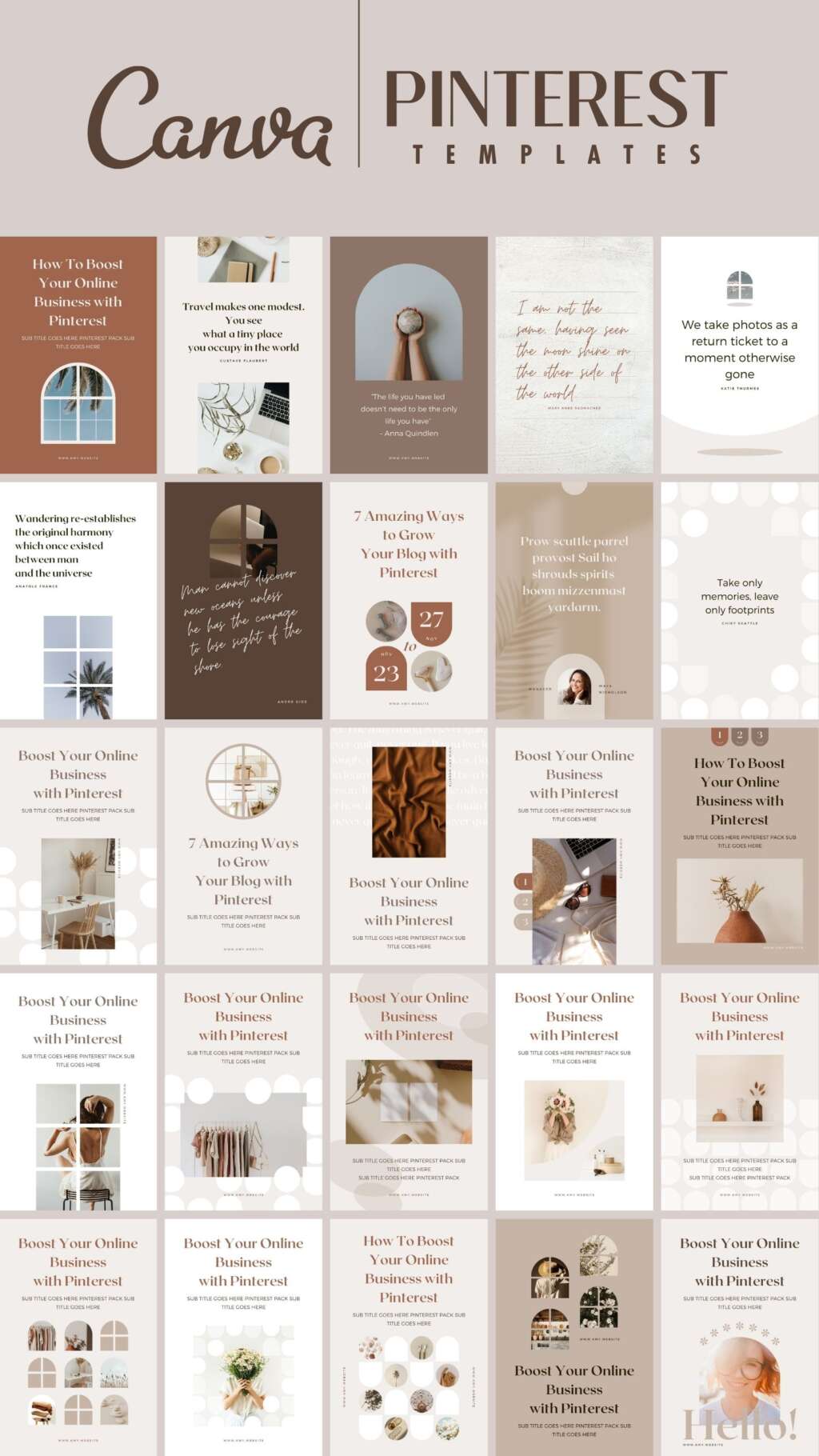 Pinterest Templates Canva Shadow - Editable Minimum Social Media Design Blogger CTA Quotes Pack
