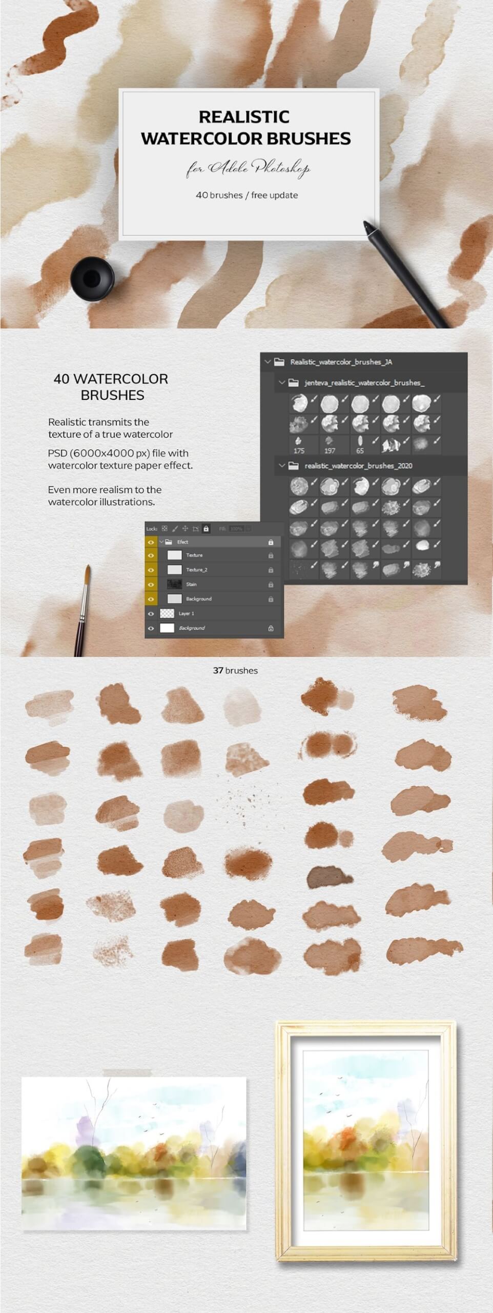 Realistic Watercolor Brushes – PS